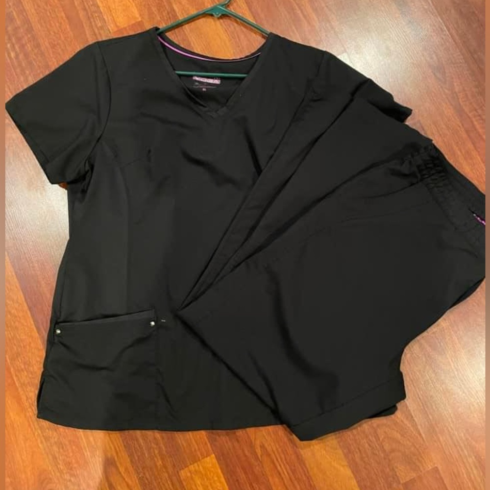 Black purple label healing hands scrubs